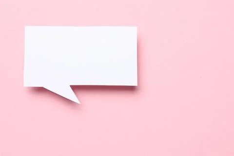Blank speech bubble on light pink background. Space for text Stock Photos