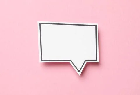 Blank speech bubble on light pink background, top view. Space for text Stock Photos