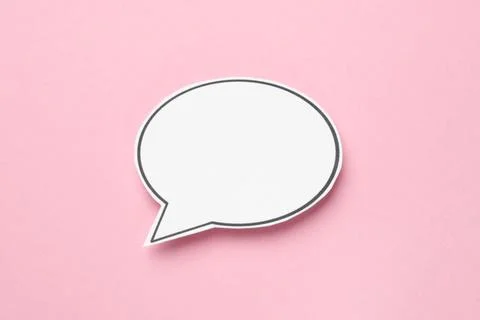 Blank speech bubble on light pink background. Space for text Stock Photos