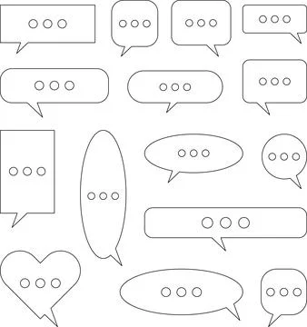 Blank speech bubble set in flat design, chatting box, message box icon. Balloon Stock Illustration