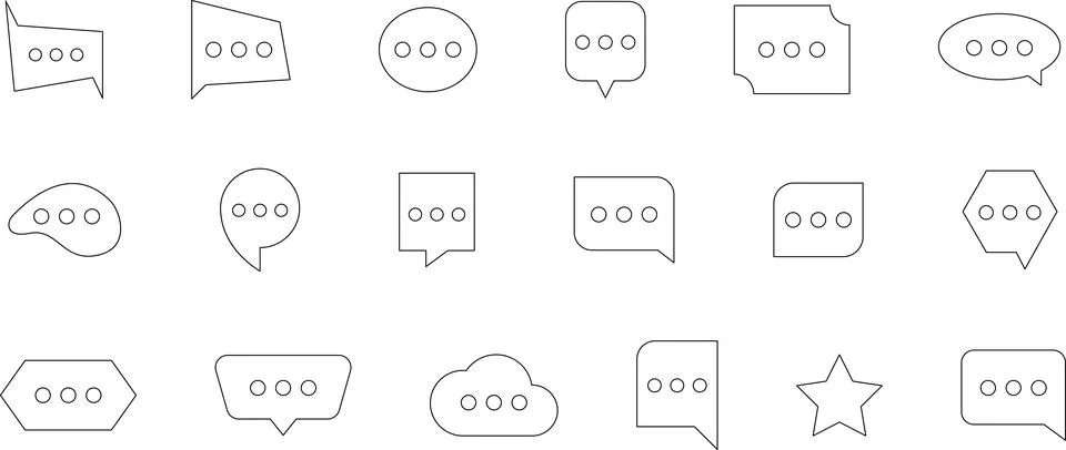 Blank speech bubble set in flat design, chatting box, message box icon. Balloon Stock Illustration