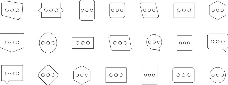 Blank speech bubble set in flat design, chatting box, message box icon. Balloon Stock Illustration