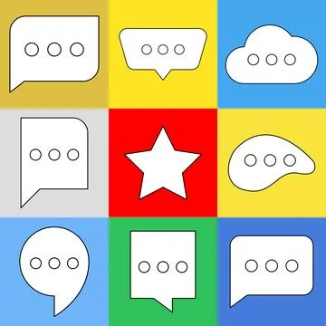 Blank speech bubble set in flat design, chatting box, message box icon. Balloon Stock Illustration