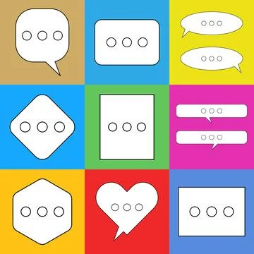 Blank speech bubble set in flat design, chatting box, message box icon. Balloon Stock Illustration