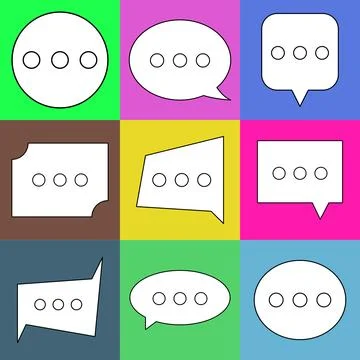 Blank speech bubble set in flat design, chatting box, message box icon. Balloon Stock Illustration