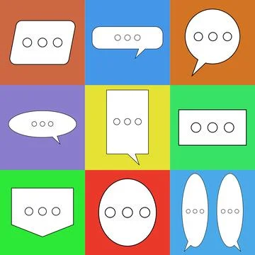 Blank speech bubble set in flat design, chatting box, message box icon. Balloon Stock Illustration