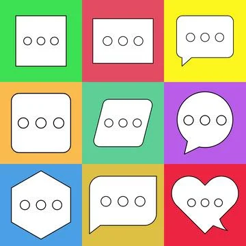 Blank speech bubble set in flat design, chatting box, message box icon. Balloon Stock Illustration