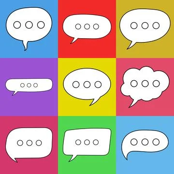 Blank speech bubble set in flat design, chatting box, message box icon. Balloon Stock Illustration