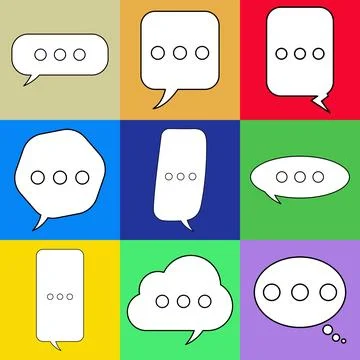Blank speech bubble set in flat design, chatting box, message box icon. Balloon Stock Illustration
