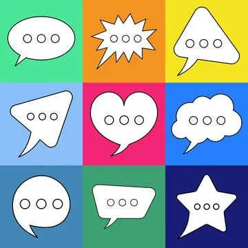Blank speech bubble set in flat design, chatting box, message box icon. Balloon Stock Illustration
