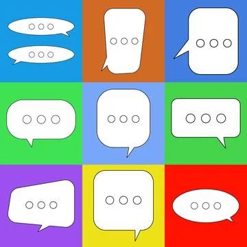 Blank speech bubble set in flat design, chatting box, message box icon. Balloon Stock Illustration