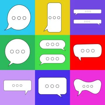 Blank speech bubble set in flat design, chatting box, message box icon. Balloon Stock Illustration