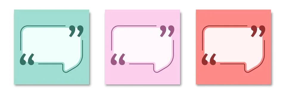Blank speech bubble template set collection in flat style. Bubble with quot.. 스톡 일러스트