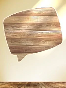 Blank Speech Bubble on wood background. EPS10 Stock Illustration