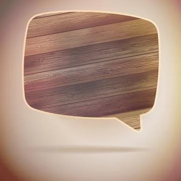 Blank Speech Bubble on wood background. EPS10 Stock Illustration