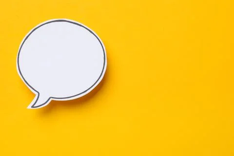 Blank speech bubble on yellow background. Space for text Stock Photos