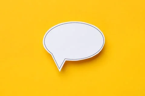 Blank speech bubble on yellow background. Space for text Stock Photos