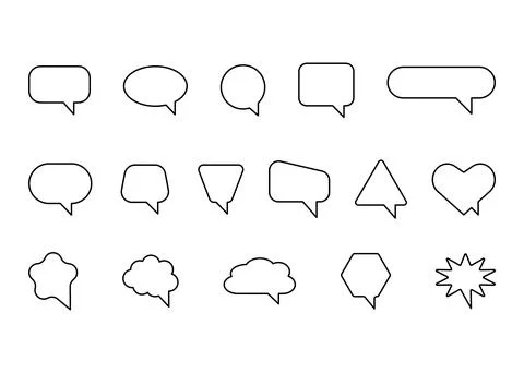 Blank speech bubbles and empty dialogue balloon for comment, icon outline Stock Illustration