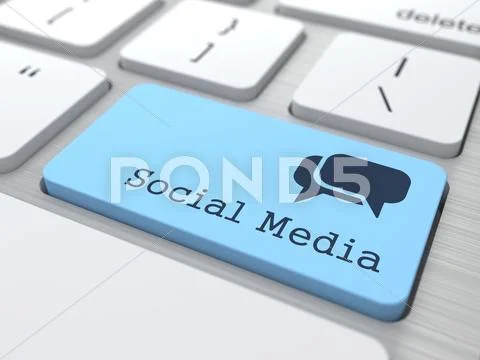 Blank Speech Bubbles on Computer Button. Stock Illustration