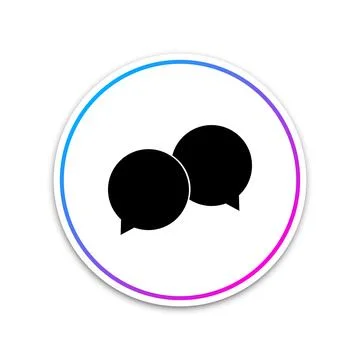 Blank speech bubbles icon isolated on white background. Circle white button Stock Illustration