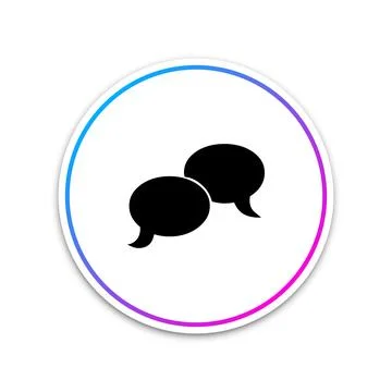 Blank speech bubbles icon isolated on white background. Circle white button Stock Illustration
