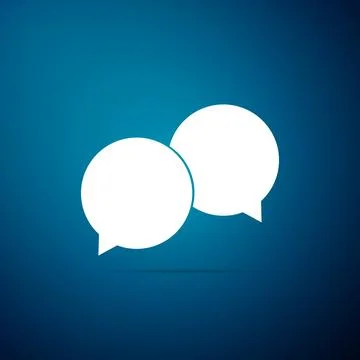 Blank speech bubbles icon isolated on blue background. Flat design. Vector Stock Illustration