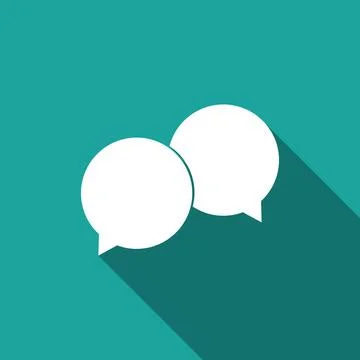 Blank speech bubbles icon isolated with long shadow. Flat design. Vector Illustrazione stock