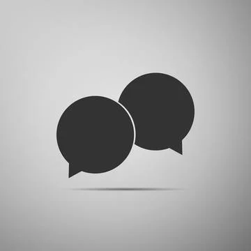 Blank speech bubbles icon isolated on grey background. Flat design. Vector Illustrazione stock