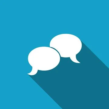 Blank speech bubbles icon isolated with long shadow. Flat design. Vector Stock Illustration