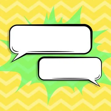 Blank Speech Bubbles Of Rectangular Shape And Explosive Frame Over Zigzag Color Stock Illustration