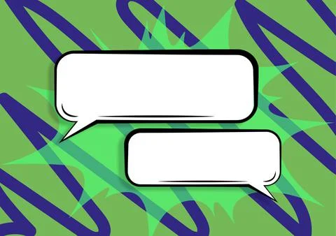 Blank Speech Bubbles Of Rectangular Shape And Explosive Frame Over Zigzag Color イラスト素材