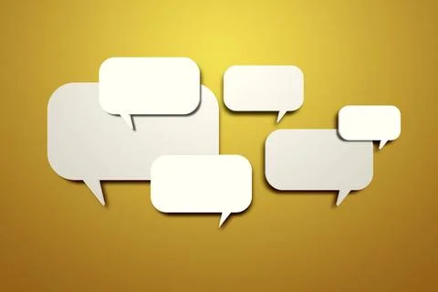 Blank speech bubbles on the wall some blank speech bubbles on the yellow w... Stock Photos