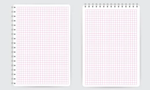 Blank spiral notepad notebook. Thin squared math grid lines Stock Illustration