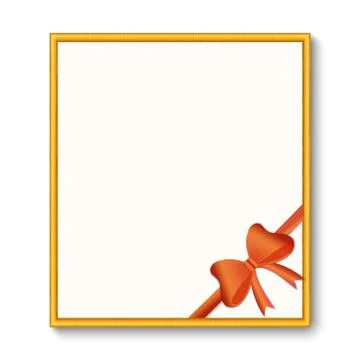 Blank, square banner with red bow Stock Illustration