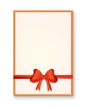 Blank, square banner with red bow and ribbon Stock Illustration