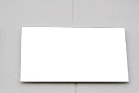 Blank square empty white sign board on facade building modern architect Stock Photos