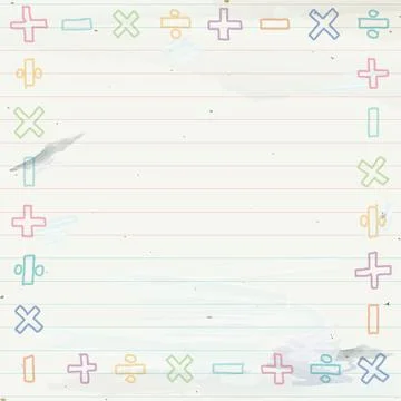 Blank square frame consists of pastel add, subtract, multiply and divide sy.. Stock Illustration