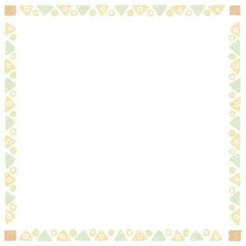 Blank square frame consists of various pastel geometric shapes childish han.. Stock Illustration