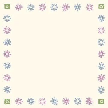 Blank square frame consists of various pastel asterisk shapes childish hand.. Stock Illustration
