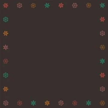 Blank square frame consists of various colorful snowflakes childish hand dr.. Stock Illustration