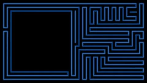 Blank square frame at left area with blue neon lighting lines pattern on bl.. Stock Illustration