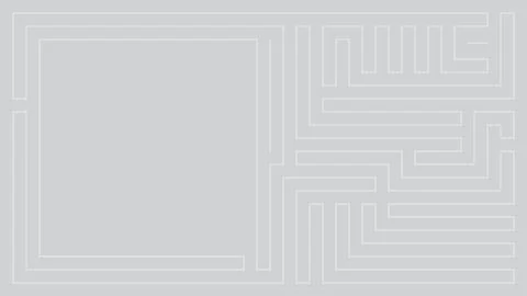 Blank square frame at left area with white maze lines pattern on gray backg.. Stock Illustration