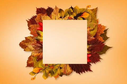 Blank square panel is being shown in flat design against warm orange gradient Stock Photos