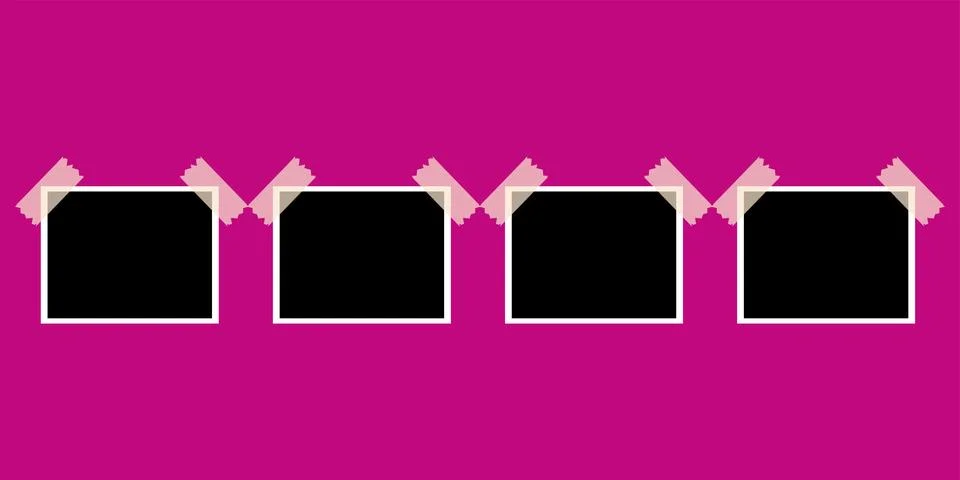Blank square photo frames set with masking tape Stock Illustration