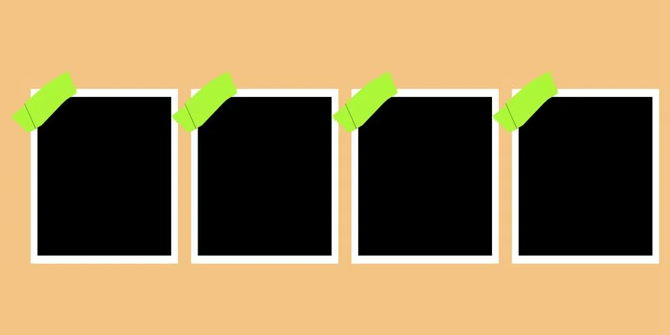 Blank square photo frames set with masking tape Stock Illustration