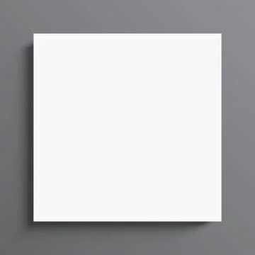 Blank square poster hanging on grey wall background. Poster vector mockup. Stock Illustration