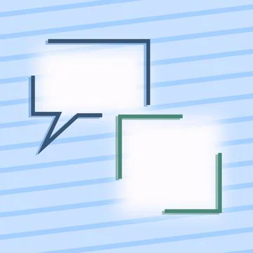 Blank Square Shaped Thought Bubbles Over Colorful Background Design. Chat Box 스톡 일러스트