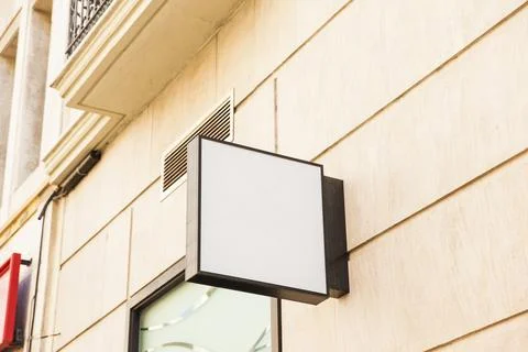 Blank square sign wall Stock Photos
