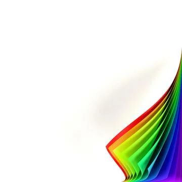 Blank square sticker mock up with rainbow colored curled corner Stock Illustration