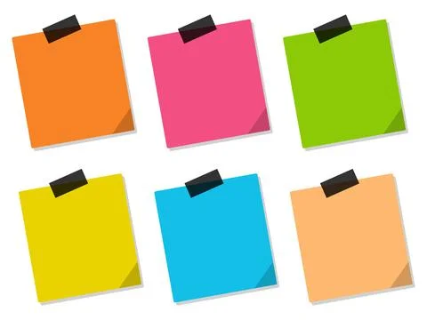 Blank square sticky notes vector illustration isolated on white background Stock Illustration